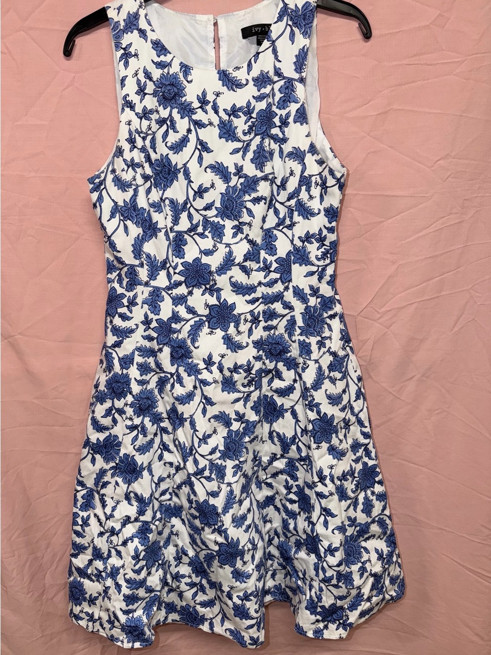 White and blue floral Dress